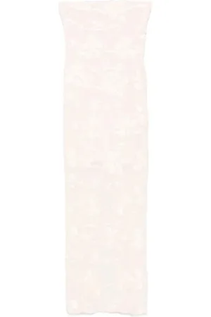 ROTATE Femme, Robes, Blanc, Taille: 34 FR Robe tube en maille fleurie rose pâle
