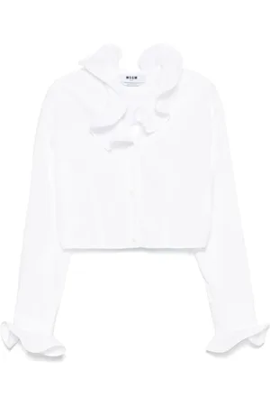 Msgm Femme, Blouses et Chemises, Blanc, Taille: 38 FR Chemise Blanche avec Logo Brodé