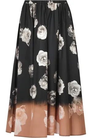 LIVIANA CONTI Femme, Jupes, Multicolore, Taille: 36 FR Jupe midi en popeline avec taille élastique