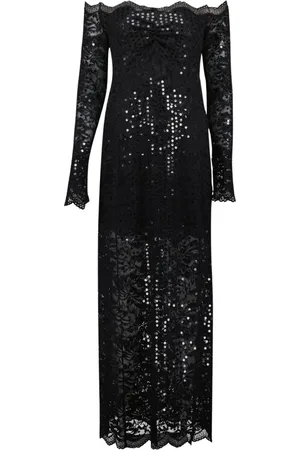 Paco rabanne Femme, Robes, Noir, Taille: 40 FR Robe Longue en Dentelle Noire