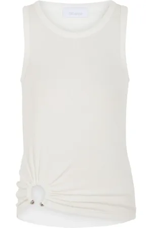 Paco rabanne Femme, Tops, Blanc, Taille: 38 FR T-shirt côtelé
