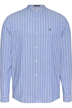 Tommy Hilfiger Homme, Chemises, Bleu, Taille: L Chemise Regular Fit en Lin à Rayures Verticales