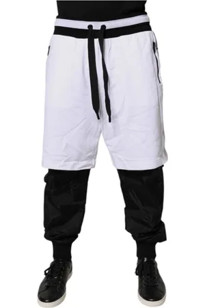 Dolce & Gabbana Homme, Pantalons, Noir, Taille: L Jogger en Coton Noir & Blanc