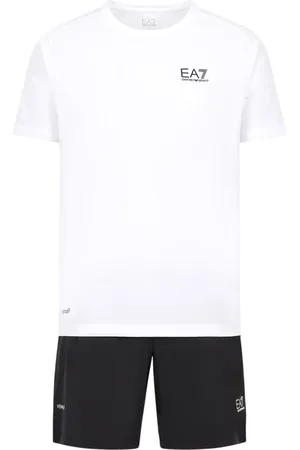 EA7 Homme, Sport, Blanc, Taille: M T-shirt blanc Slim Fit et Shorts
