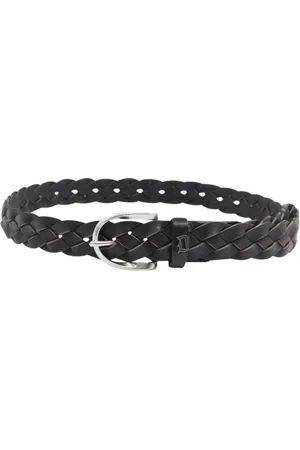 Dondup Homme, Accessoires, Noir, Taille: 85 CM Ceinture en Cuir Tressé Noir Boucle en Métal