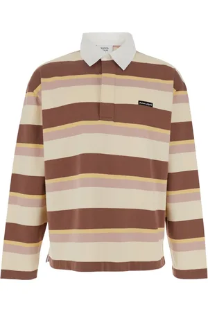 Maison Kitsuné Homme, Tops, Multicolore, Taille: M Polo à Rayures avec Logo Multicolore Coton