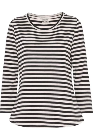 Max Mara Femme, Tops, Noir, Taille: 42 FR T-shirt Noir en Coton Stretch Manches 3/4