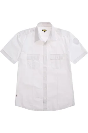 Blauer Homme, Chemises, Blanc, Taille: XL Chemise à manches courtes de style militaire
