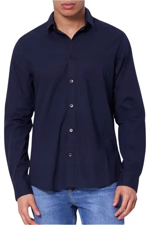 Calvin Klein Homme, Chemises, Bleu, Taille: 3XL Chemise à manches longues en coton stretch - Bleu