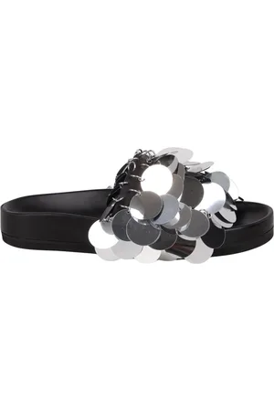 Paco rabanne Femme, Chaussures, Gris, Taille: 36 EU Sandales Slip-On à Paillettes Argentées