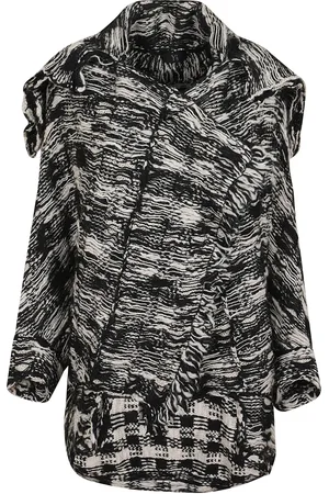 YOHJI YAMAMOTO Femme, Pulls, Noir, Taille: 40 FR Cardigan Double Pack Ivoire Noir Frange