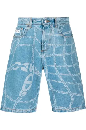GCDS Homme, Shorts, Bleu, Taille: W29 Shorts avec impression logo partout