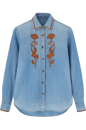 ERMANNO SCERVINO Femme, Blouses et Chemises, Bleu, Taille: 40 FR Chemise en Denim Bleu Cobalt Faite Main