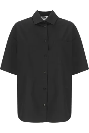 Msgm Femme, Blouses et Chemises, Noir, Taille: 38 FR Chemise noire en coton avec col