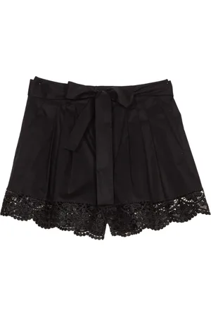 Twin-Set Femme, Shorts, Noir, Taille: 34 FR Shorts en Coton Élégant Printemps Brodé Confortable