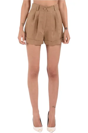 ACTUALEE Femme, Shorts, Brun, Taille: 38 FR Shorts en lin avec fermeture éclair et bouton