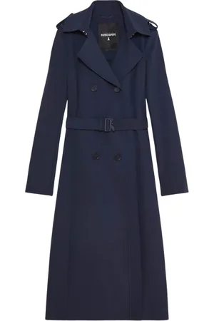 Patrizia Pepe Femme, Manteaux, Bleu, Taille: 40 FR Trench en nylon à double boutonnage