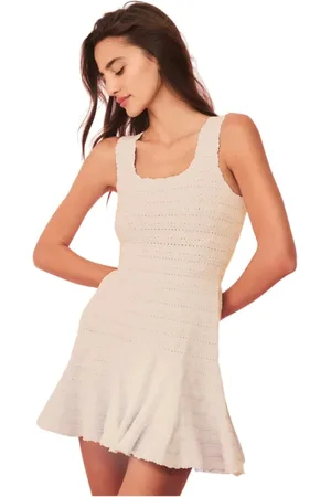 LOVESHACKFANCY Femme, Robes, , Taille: 36 FR Robe Mini en Tricot à Volants - Ivoire