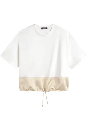 Fabiana Filippi Femme, Tops, Blanc, Taille: 38 FR T-shirt Élégance Côtelé Col en U