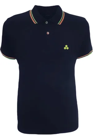 Peuterey Homme, Tops, Bleu, Taille: L Polo Bleu avec Logo Fluorescent