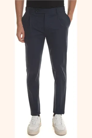 Berwich Homme, Pantalons, Bleu, Taille: L Pantalon Chino Rétro avec Taille Élastique
