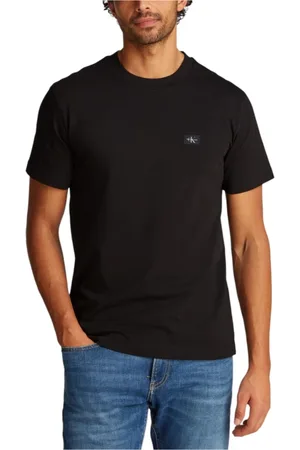 Calvin Klein Homme, Tops, Noir, Taille: M T-shirt noir en coton à col rond