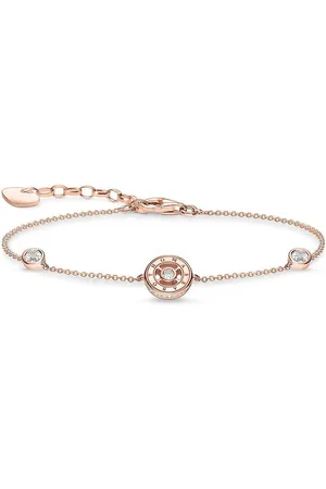 Thomas Sabo Femme, Accessoires, Jaune, Taille: ONE Size Bracelet Cercles avec Pierres Blanches de Couleur Or Rose A1882-416-14-L19V