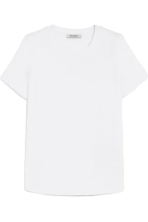 Max Mara Femme, Tops, Blanc, Taille: 38 FR T-shirt Blanc en Coton à Manches Courtes