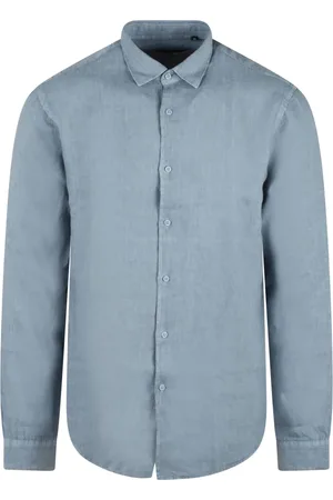 COSTUMEIN Homme, Chemises, Bleu, Taille: L Chemise en lin avec col classique