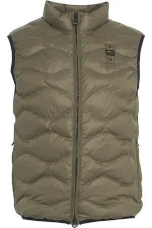 Blauer Homme, Vestes, Vert, Taille: XL Gilet Matelassé Vert avec Col Haut