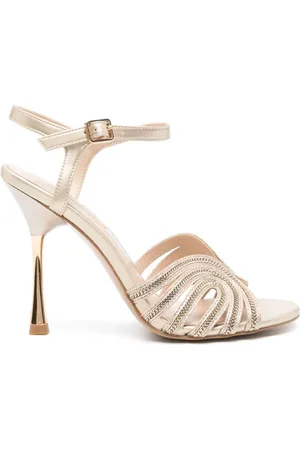 Liu Jo Femme, Chaussures, Jaune, Taille: 39 EU Sandales Dorées Boucle Talon Haut