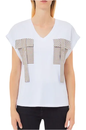 Liu Jo Femme, Tops, Blanc, Taille: 44 FR T-shirt Mode Blanc/Gris avec Bleu
