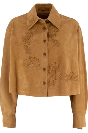 ERMANNO SCERVINO Femme, Blouses et Chemises, Brun, Taille: 38 FR Chemise à manches longues avec appliques florales