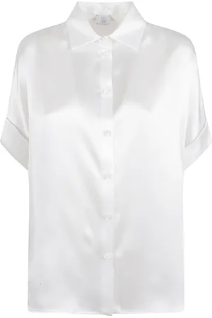 ELEVENTY Femme, Blouses et Chemises, Blanc, Taille: 38 FR Chemise Blanche en Soie Fabriquée en Italie