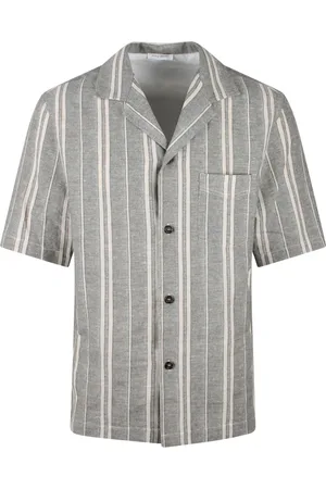 Paolo Pecora Homme, Chemises, Vert, Taille: S Chemise à Rayures en Coton et Lin