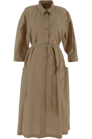 GENTRYPORTOFINO Femme, Robes, Brun, Taille: 36 FR Robe Midi avec Ceinture et Poches