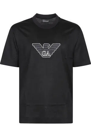 Emporio Armani Homme, Tops, Noir, Taille: XL T-shirt avec logo brodé