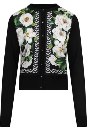 Dolce & Gabbana Femme, Pulls, Multicolore, Taille: 40 FR Cardigan à Imprimé Floral, Col Rond, Manches Longues