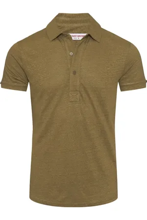 Orlebar Brown Homme, Tops, Vert, Taille: XL Polo en lin avec 3 boutons