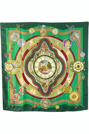 Hermès Femme, Pre-owned, Vert, Taille: ONE Size Pre-owned Soie foulards