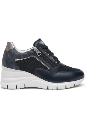 Nero Giardini Femme, Chaussures, Bleu, Taille: 35 EU Baskets compensées en cuir bleu pour femmes