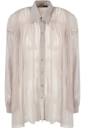 Alberta Ferretti Femme, Blouses et Chemises, , Taille: 36 FR Chemisier Plissé en Mousseline