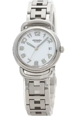 Hermès Femme, Pre-owned, Blanc, Taille: ONE Size Pre-owned Acier inoxydable montres