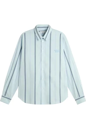 Maison Kitsuné Homme, Chemises, Bleu, Taille: M Heritage Stripe Chemise Détendue