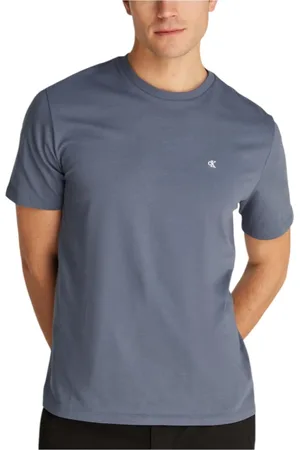 Calvin Klein Homme, Tops, Bleu, Taille: XL Jean en Coton Bleu à Manches Courtes