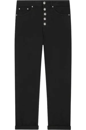 Dondup Femme, Jeans, Noir, Taille: W29 Jean Coupe Large avec Bouton Bijou