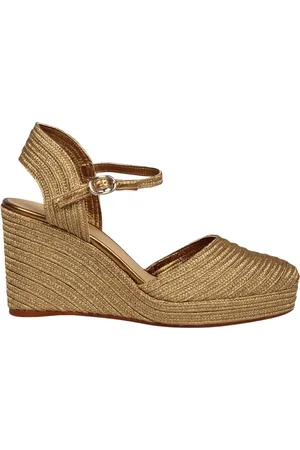 Castaner Femme, Chaussures, Jaune, Taille: 40 EU Espadrilles Compensées en Tissu Métallique