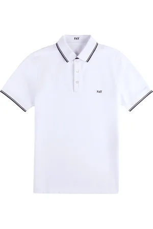 FAY Homme, Tops, Blanc, Taille: L Polo Blanc avec Détails Contrastés