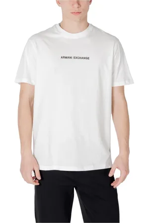 Armani Exchange Homme, Tops, Blanc, Taille: S T-shirt Imprimé Col Rond Élégant