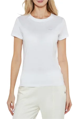 HUGO BOSS Femme, Tops, Blanc, Taille: 36 FR T-shirt Femme en Coton Blanc Printemps/Été